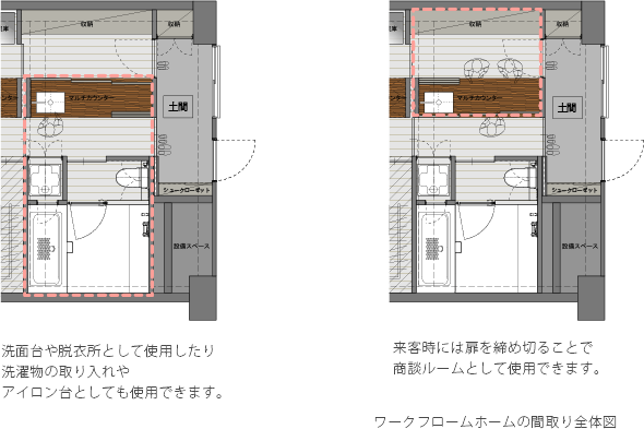 ワークフロームホームエリアの間取り