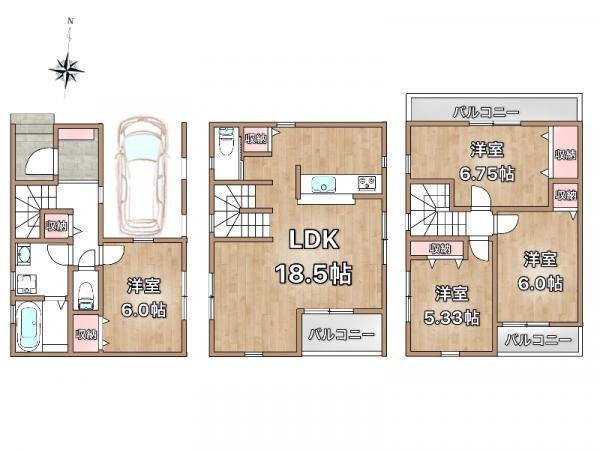 新築一戸建て江戸川区大杉４丁目 新築一戸建て／全３棟東京都江戸川区大杉４丁目JR中央・総武線小岩駅5290万円
