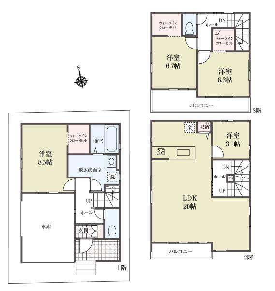 新築一戸建て江戸川区鹿骨１丁目 新築一戸建て／全３棟東京都江戸川区鹿骨１丁目都営新宿線篠崎駅6599万円～6999万円