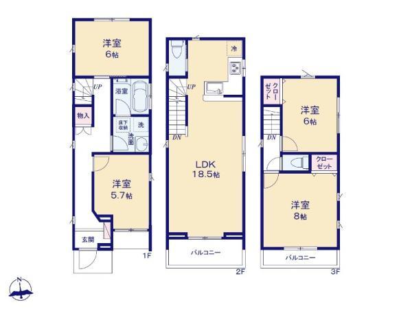 新築一戸建て北区志茂３丁目 新築一戸建て／全３棟東京都北区志茂３丁目東京メトロ南北線志茂駅8680万円