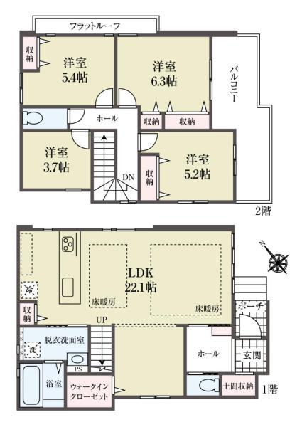 新築一戸建て市川市北方町４丁目 新築一戸建て／全８棟千葉県市川市北方町４丁目JR武蔵野線船橋法典駅4888万円～5888万円