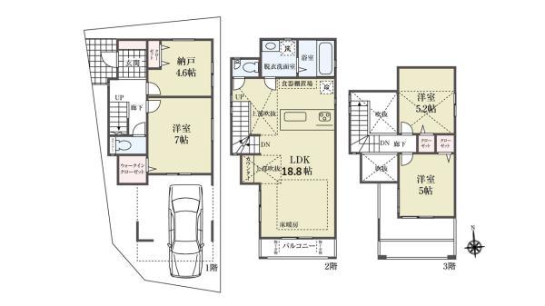 新築一戸建て江戸川区上篠崎２丁目 新築一戸建て／全４棟東京都江戸川区上篠崎２丁目都営新宿線篠崎駅6790万円～7190万円