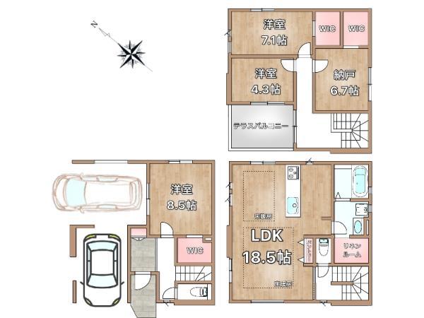 新築一戸建て江戸川区平井１丁目 新築一戸建て／全２棟東京都江戸川区平井１丁目JR中央・総武線平井駅8999万円～9399万円